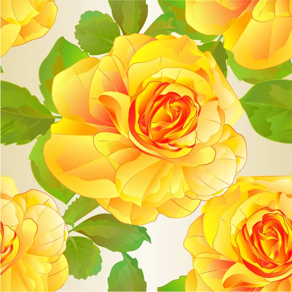 Nahtlose Textur Rosa Gelb Und Blätter Natur Hintergrund Vektor Botanische — Stockvektor