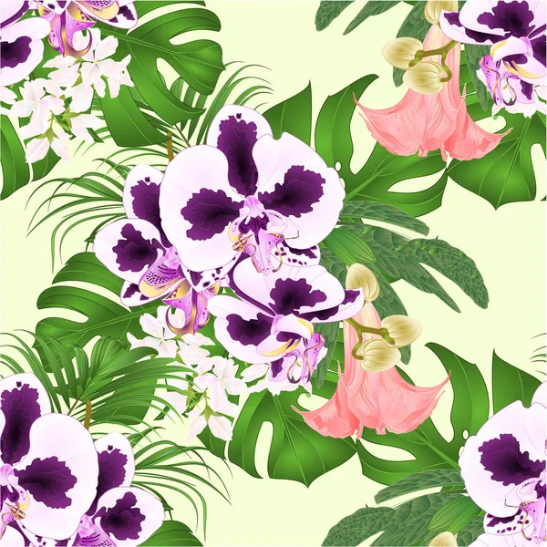 Ramo Textura Sin Costuras Con Arreglo Floral Flores Tropicales Con — Archivo Imágenes Vectoriales
