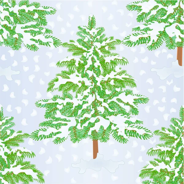 无缝纹理云杉圣诞树与雪自然背景复古向量例证可编辑的手绘 — 图库矢量图片