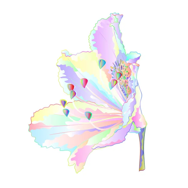 Różanecznik Multi Kolorowy Kwiat Górski Krzew Białe Tło Vintage Wektor — Wektor stockowy