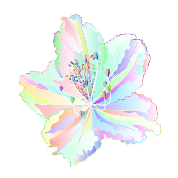 Flor Colorido Rododendro Arbusto Montaña Sobre Fondo Blanco Vintage Vector — Vector de stock