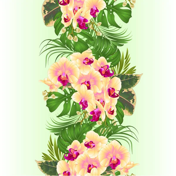 Arrière Plan Vertical Sans Couture Avec Des Fleurs Tropicales Arrangement — Image vectorielle