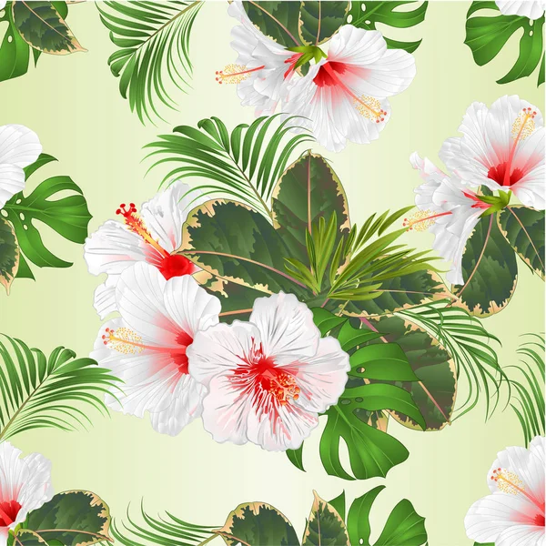 Textura Sem Costura Com Flores Tropicais Conjunto Arranjo Floral Com — Vetor de Stock