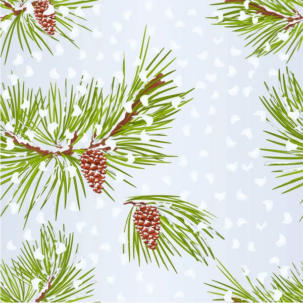 雪と松のコーンヴィンテージベクトルイラスト編集可能な手描きで松の木のシームレスなテクスチャ — ストックベクタ