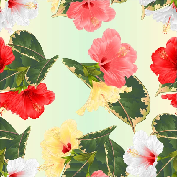 Textura Inconsútil Flores Tropicales Arreglo Floral Con Blanco Rojo Amarillo — Archivo Imágenes Vectoriales