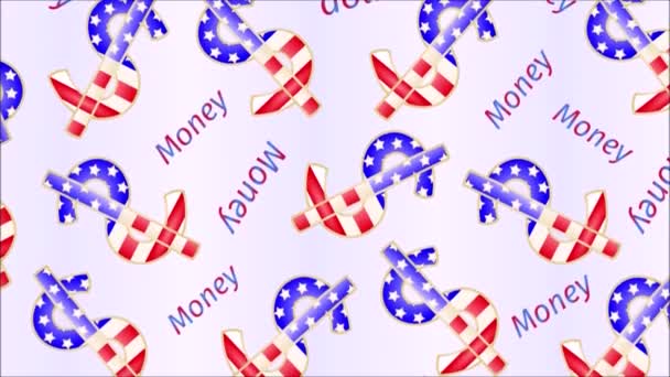 Animación Lazo Inconsútil Video Ilustración Money Movimiento Dólares Estadounidenses — Vídeo de stock