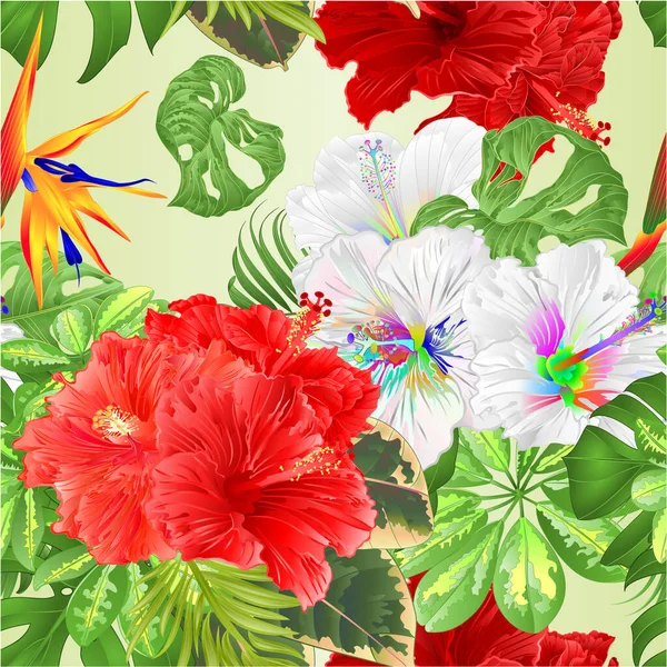 Kusursuz Desensiz Desenli Tropikal Çiçek Desenli Çiçek Demeti Güzel Kırmızı — Stok Vektör