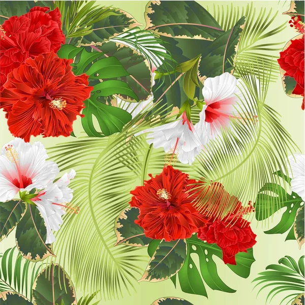 Buquê Textura Sem Costura Com Flores Tropicais Conjunto Arranjo Floral — Vetor de Stock