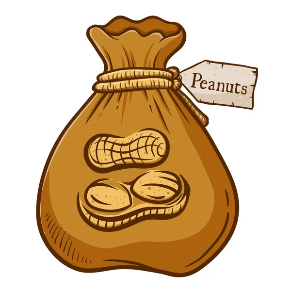 Saco Cheio Amendoins Isolado Sobre Fundo Branco —  Vetores de Stock