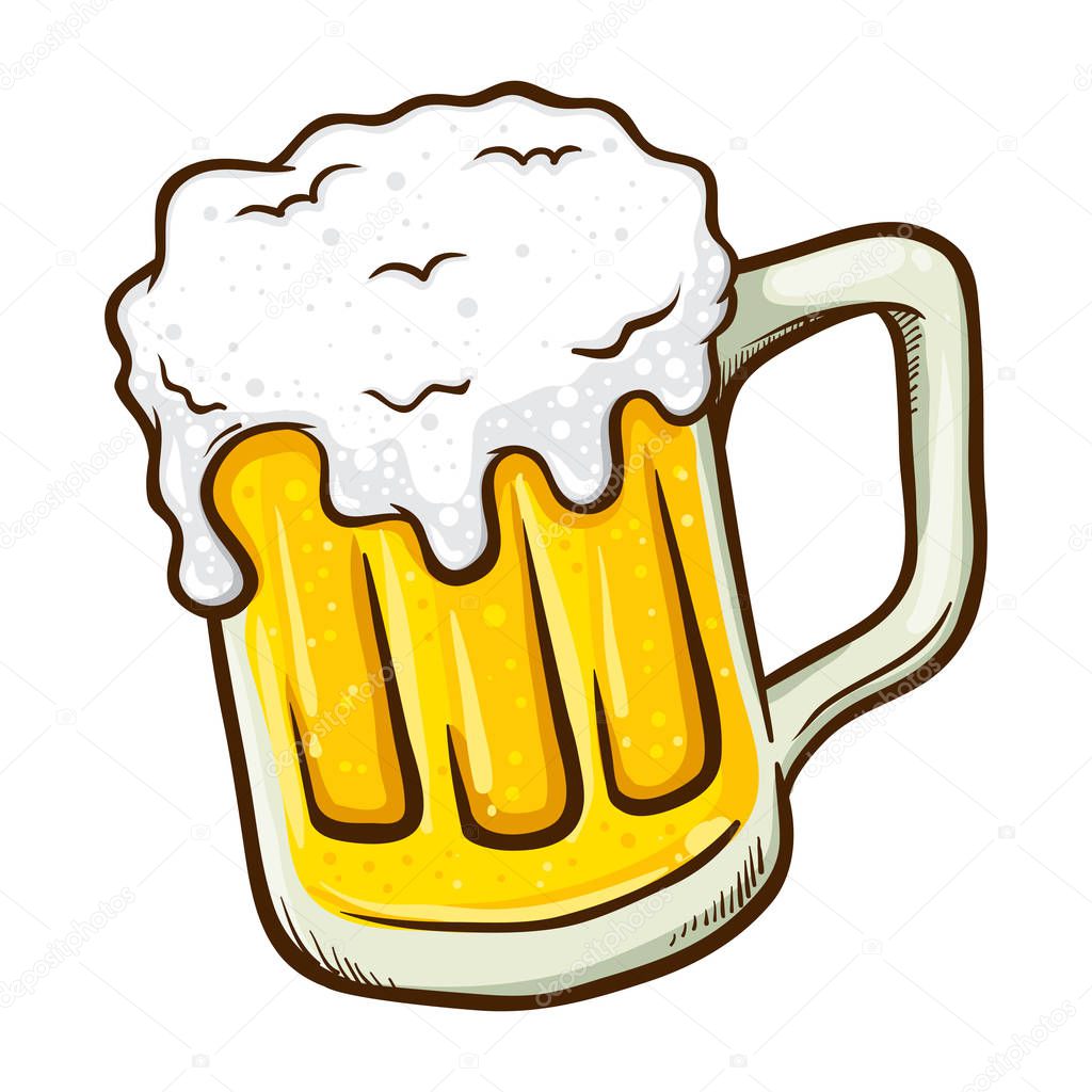 Vector illustration of a hand drawing beer mug with froth