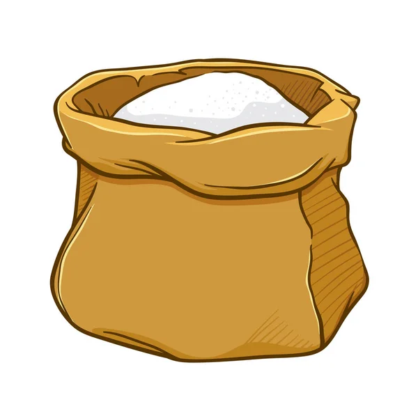 Bolsa Ilustración Vectorial Llena Harina Aislada Sobre Fondo Blanco — Vector de stock