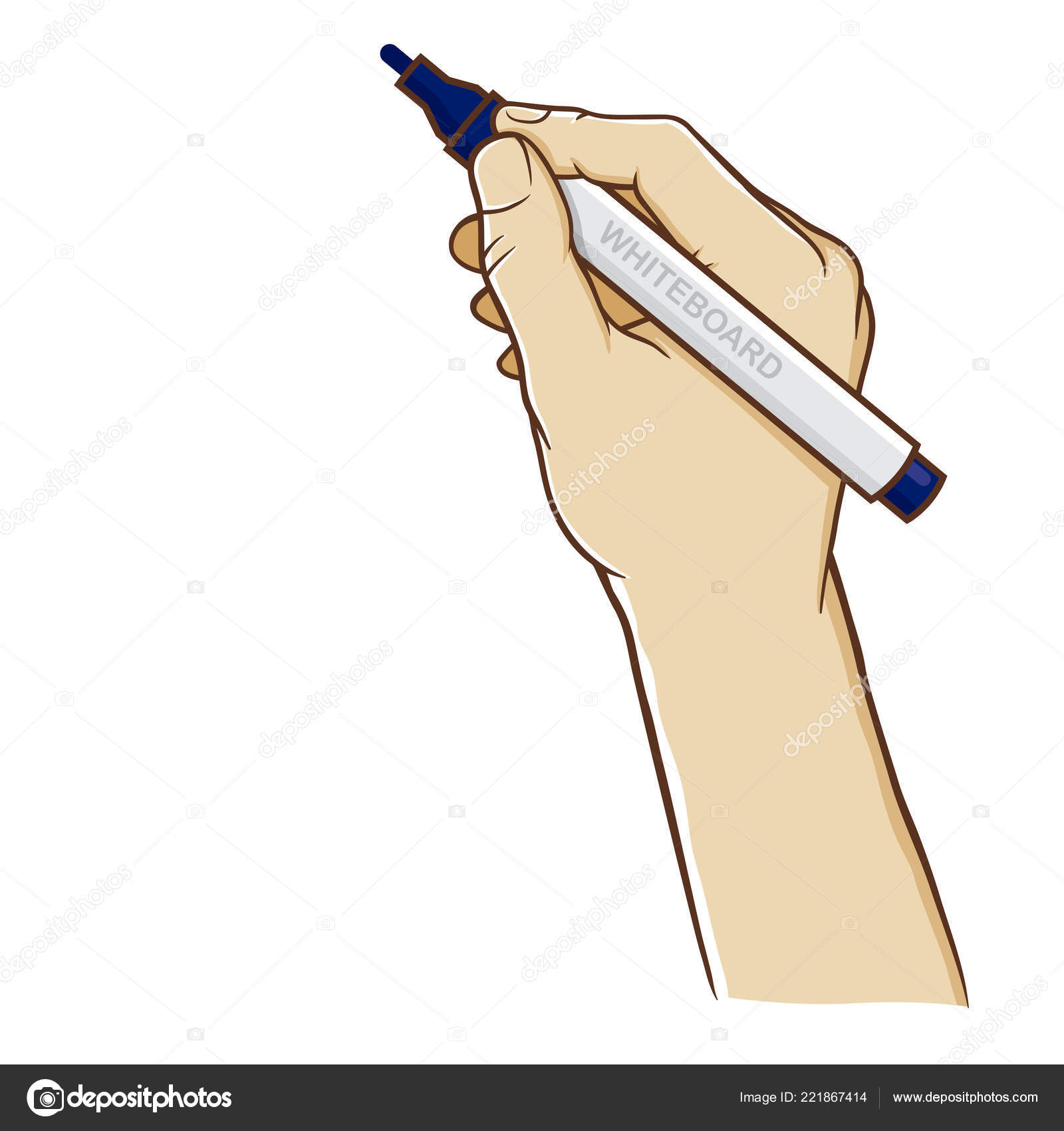 Vector Illustration Hand Holding Whiteboard Marker Ready Write