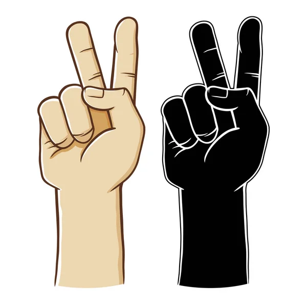 Vektor Illustration Der Menschlichen Hand Geste Machen Nummer Zwei Oder — Stockvektor