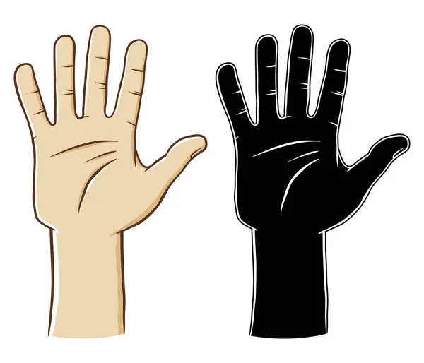 Mänsklig Hand Gest Tecken Nummer Fem Vektorillustration Isolerade Vit Bakgrund — Stock vektor