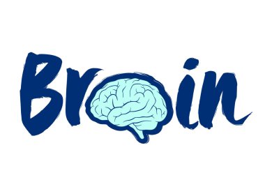 Özel metin beyin ve tipografi yazı, illüstrasyon vektör