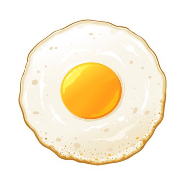 Elle çizilmiş vektör çizim, beyaz arka plan üzerinde izole kadar kızarmış yumurta güneşli tarafı