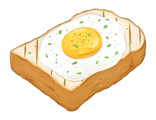 Huevo Frito Encima Pan Tostado Ilustración Vectorial Dibujado Mano Aislado — Vector de stock