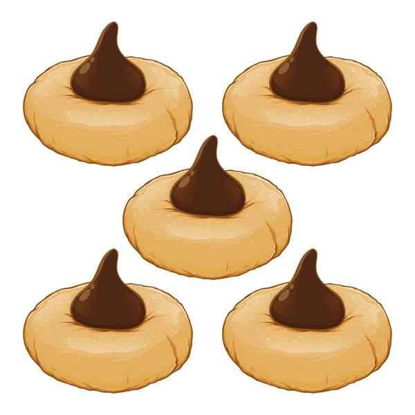 Cookies With Chocolate Cream on Top - Stok Vektor