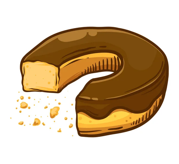 Eaten Doughnut With Bite Mark and Crumb — Stock Vector