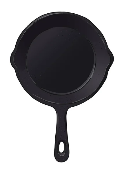 Frigideira Black Cast Iron ilustração desenhada à mão — Vetor de Stock