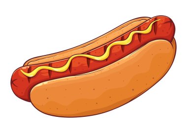 Hot Dog With Mustard Hand Drawing clipart