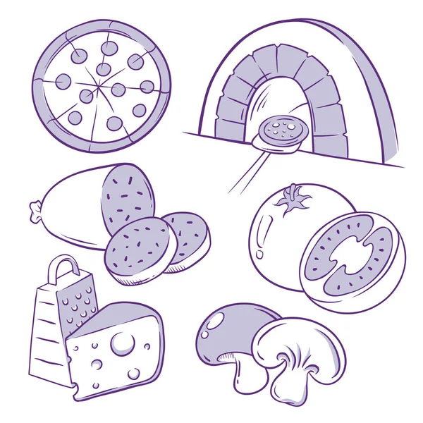 Pizza pictogram doodle — Stockvector