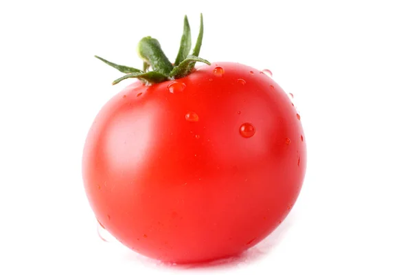 Czerwony Pomidor Wiśniowy Izolowany Białym — Zdjęcie stockowe