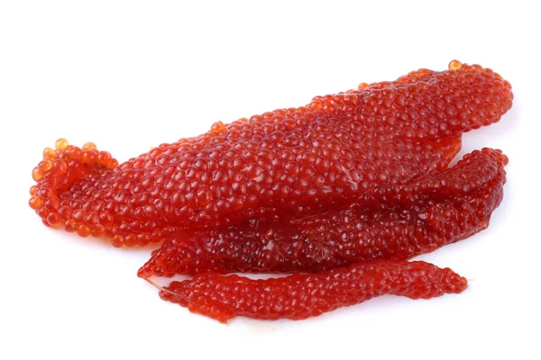白色孤立的红鱼子酱 — 图库照片