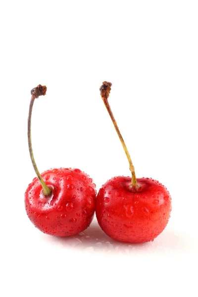 Cerejas Isoladas Sobre Fundo Branco — Fotografia de Stock