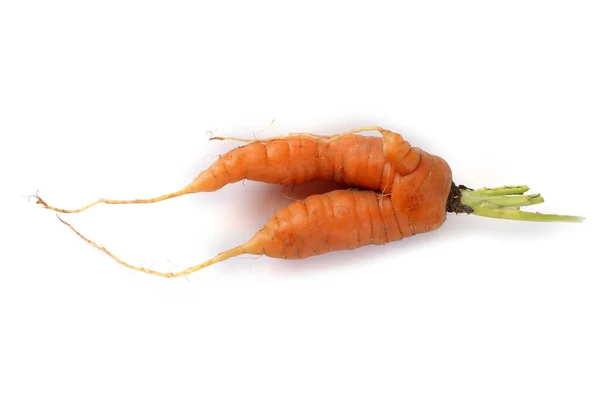 Смешная Уродливая Морковь Изолированная Белом — стоковое фото