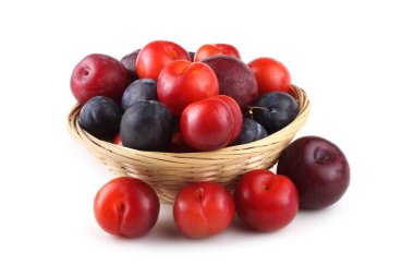 Beyaz arkaplanda izole edilmiş erikler