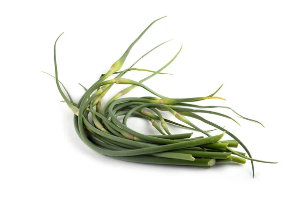 Knoflookpijlen Geïsoleerd Wit Verre Oosten Keuken Gebruik Deze Plant — Stockfoto