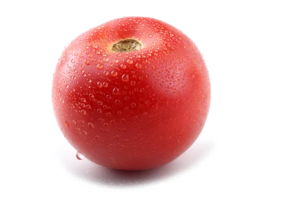 Smaklig Mogen Tomat Vit Bakgrund — Stockfoto