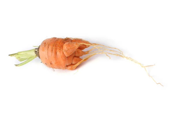 Смешная Уродливая Морковь Изолированная Белом — стоковое фото