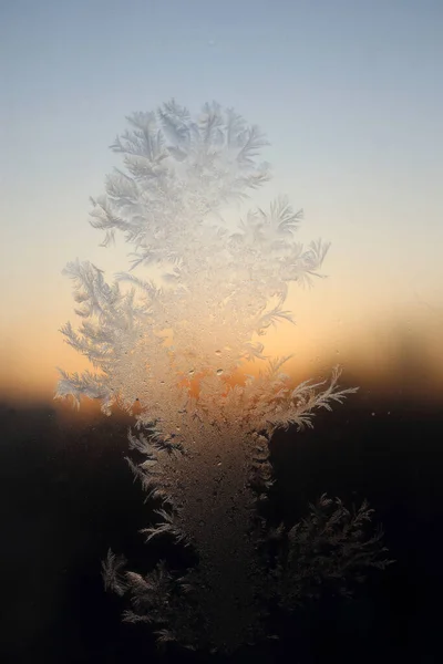 Fronzen Window Sunset — Stock Photo, Image