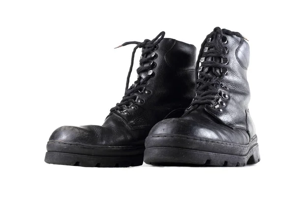 Old Army Boots Isolated White Background — Stock Photo, Image