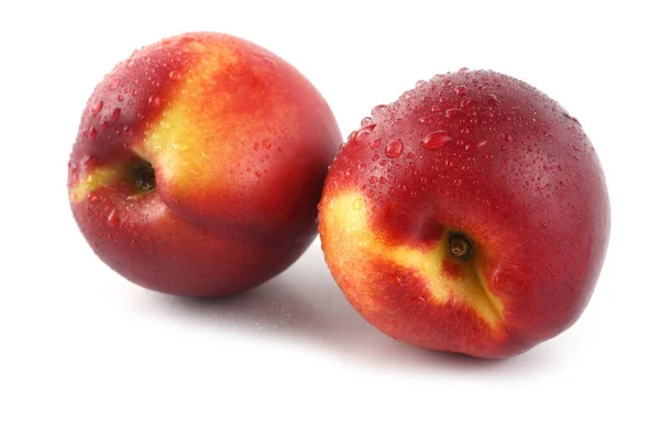 Nectarine Vruchten Geïsoleerd Witte Achtergrond — Stockfoto