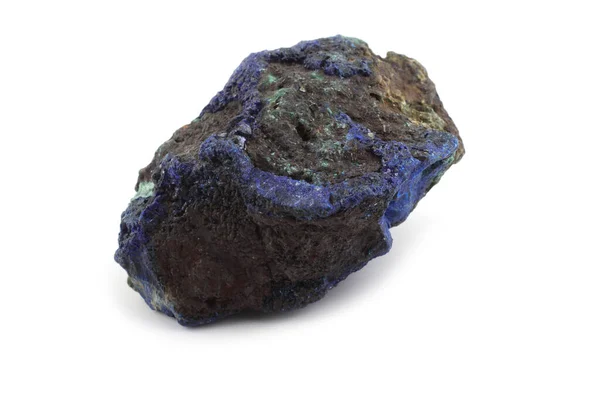 Mineral Malaquita Azurita Cruda Aislado Blanco — Foto de Stock