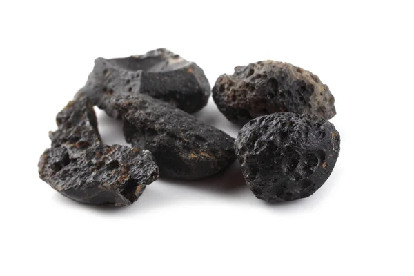 在白色上孤立的Tektite 气象玻璃 — 图库照片