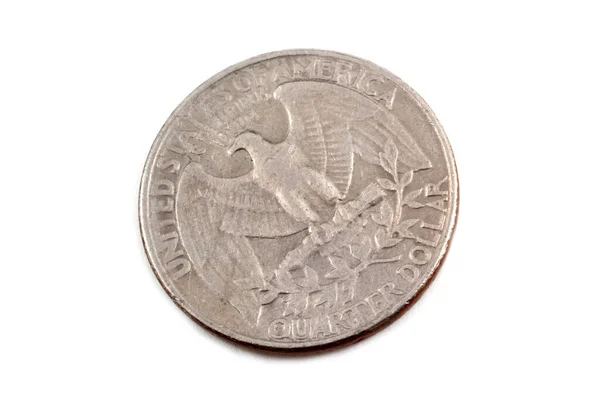 Quarter Coin Isolated White — Stock Photo, Image
