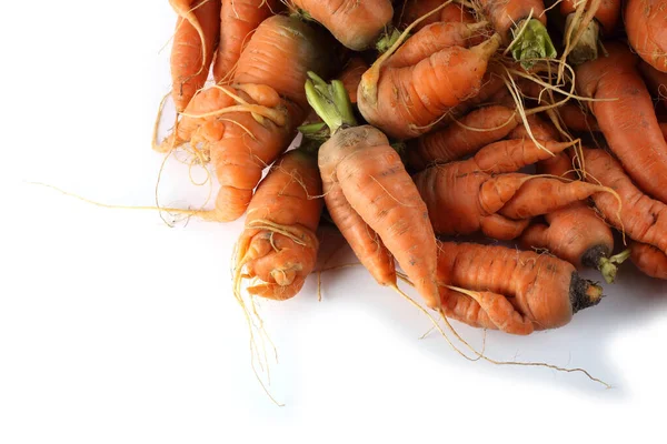 Funny Ugly Carrots Isolated White — Stock Photo, Image