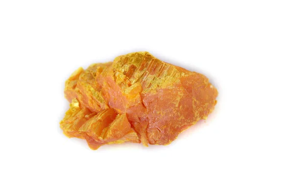 Orpiment Auripigment Arsen Minerální Izolovaný Bílém — Stock fotografie