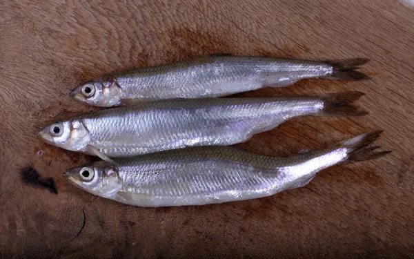 Μύρτιλλα Ψάρια Ξύλο Κοπής — Φωτογραφία Αρχείου