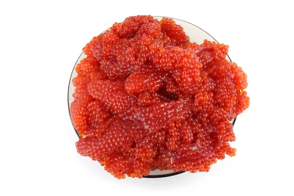 Caviar Vermelho Prato Isolado Branco — Fotografia de Stock