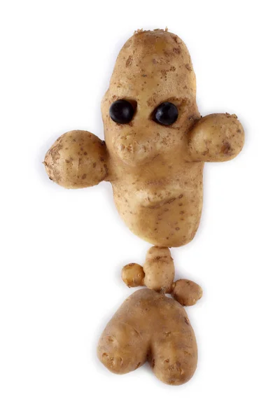 Funny Potato Man Isolated White — Stock Photo, Image