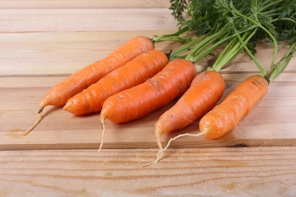 Zanahorias Frescas Maduras Mesa — Foto de Stock