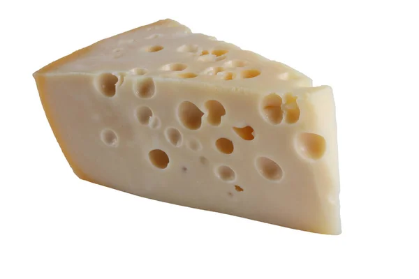 Pezzo Formaggio Isolato Bianco — Foto Stock