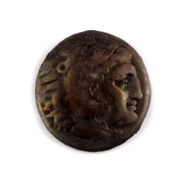 Давня Грецька Монета Стара Срібна Монета Александр Македонський — стокове фото