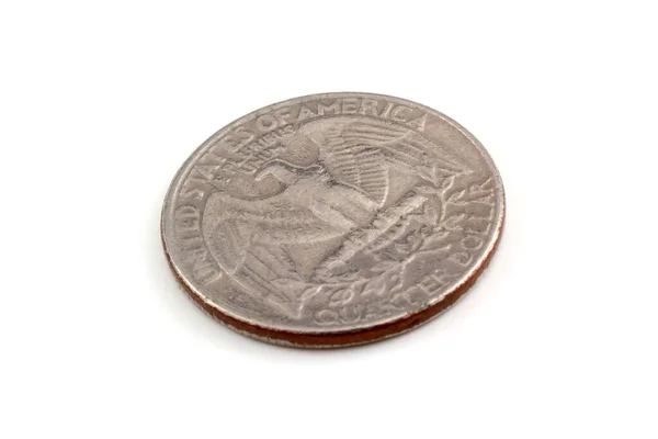 Quarter Coin Isolated White — Stock Photo, Image