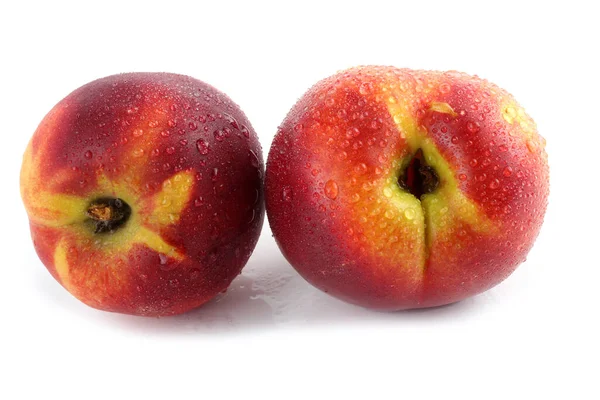 Nectarine Vruchten Geïsoleerd Witte Achtergrond — Stockfoto